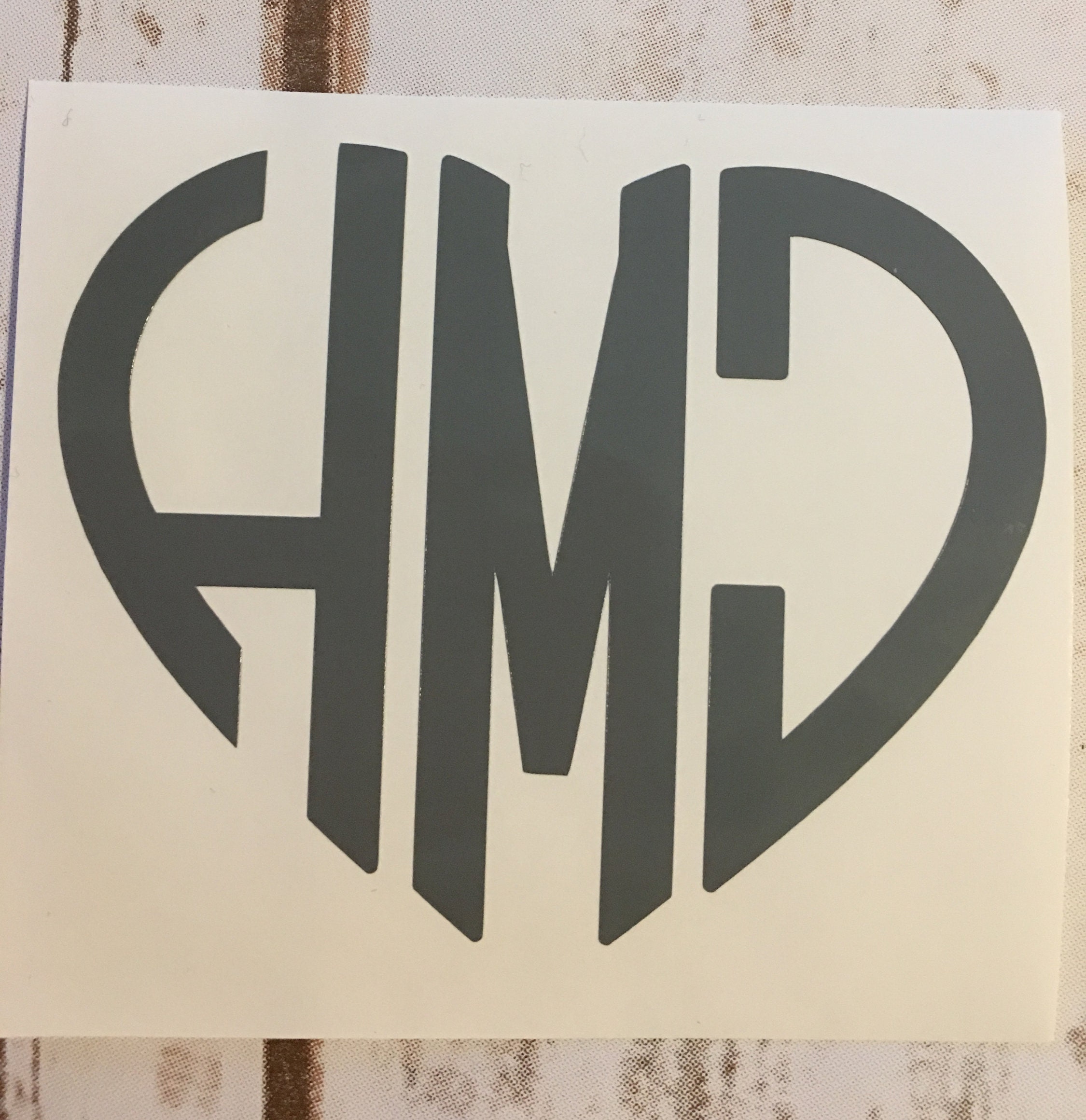 Heart Shaped Monogram Vinyl Decal Monogram Decal Vinyl Etsy