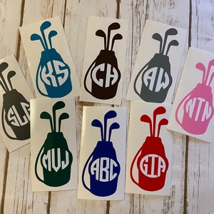 Golf club bag decal - golf decal - tumbler decal - monogram golf bag decal - YETI decal - Ozark decal - monogram decal