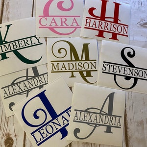 Split letter decal -single letter decal -  vinyl decal - YETI decal - personalized decal - name decal - monogram - fancy split letter