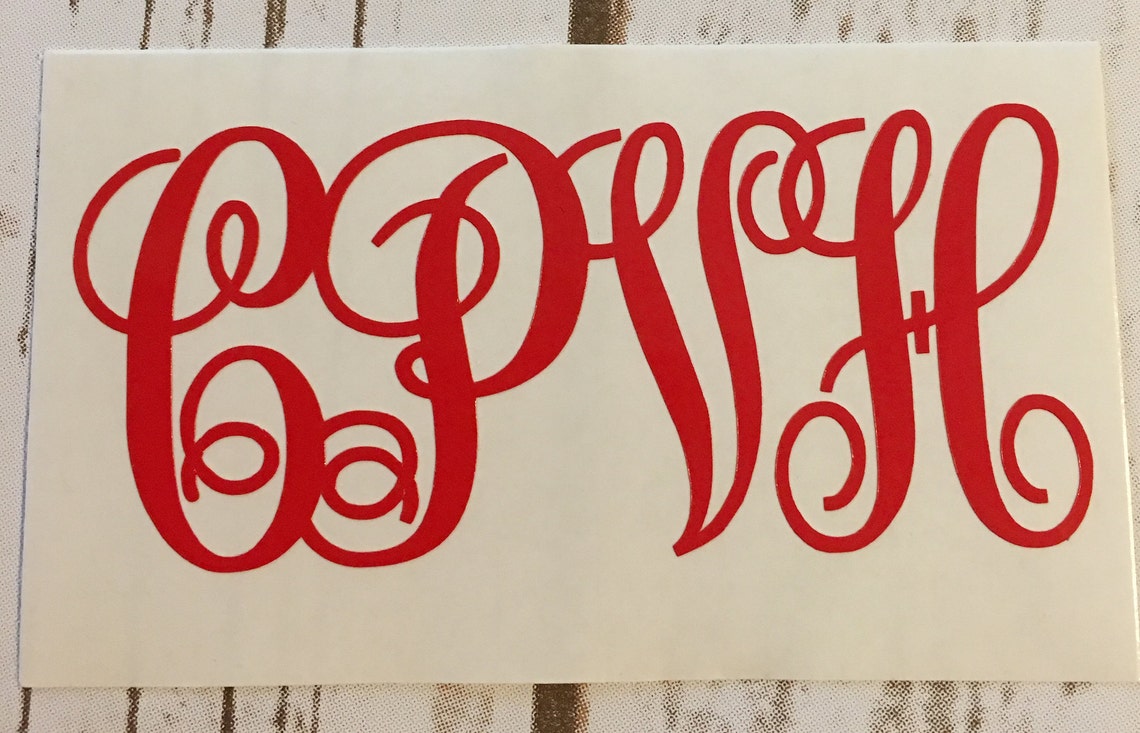 Four Letter Monogram Monogram Decal Four Letter Monogram | Etsy