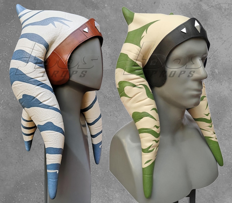 Togruta Latex Lekku + Leather Headband (Ahsoka Mandalorian style) - Prop Replica Star Wars Costume Montral Headpiece image 1
