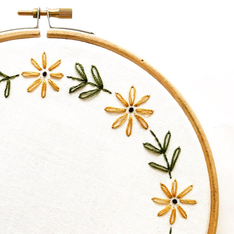 Custom Floral Daisy Chain Embroidery Hoop Phrase Name Etsy