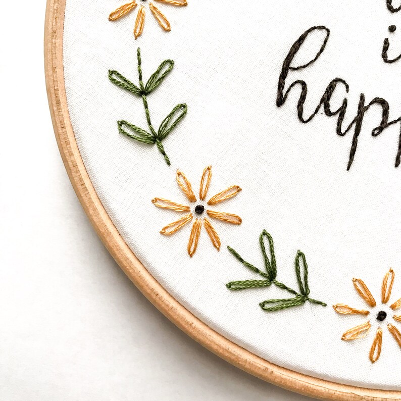 Custom Floral Daisy Chain Embroidery Hoop Phrase Name Etsy