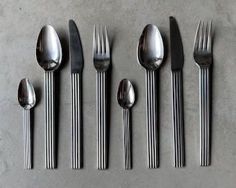 Vintage Modernist Design IKEA Strateg Stainless Steel Flatware Set for 2 Persons Ehlen Johansson Memphis 90s Rare 8 p.