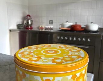 Blik Koekblik Lolly Ian Logan Flower power vintage J.R.M. Design jaren 70 Engeland