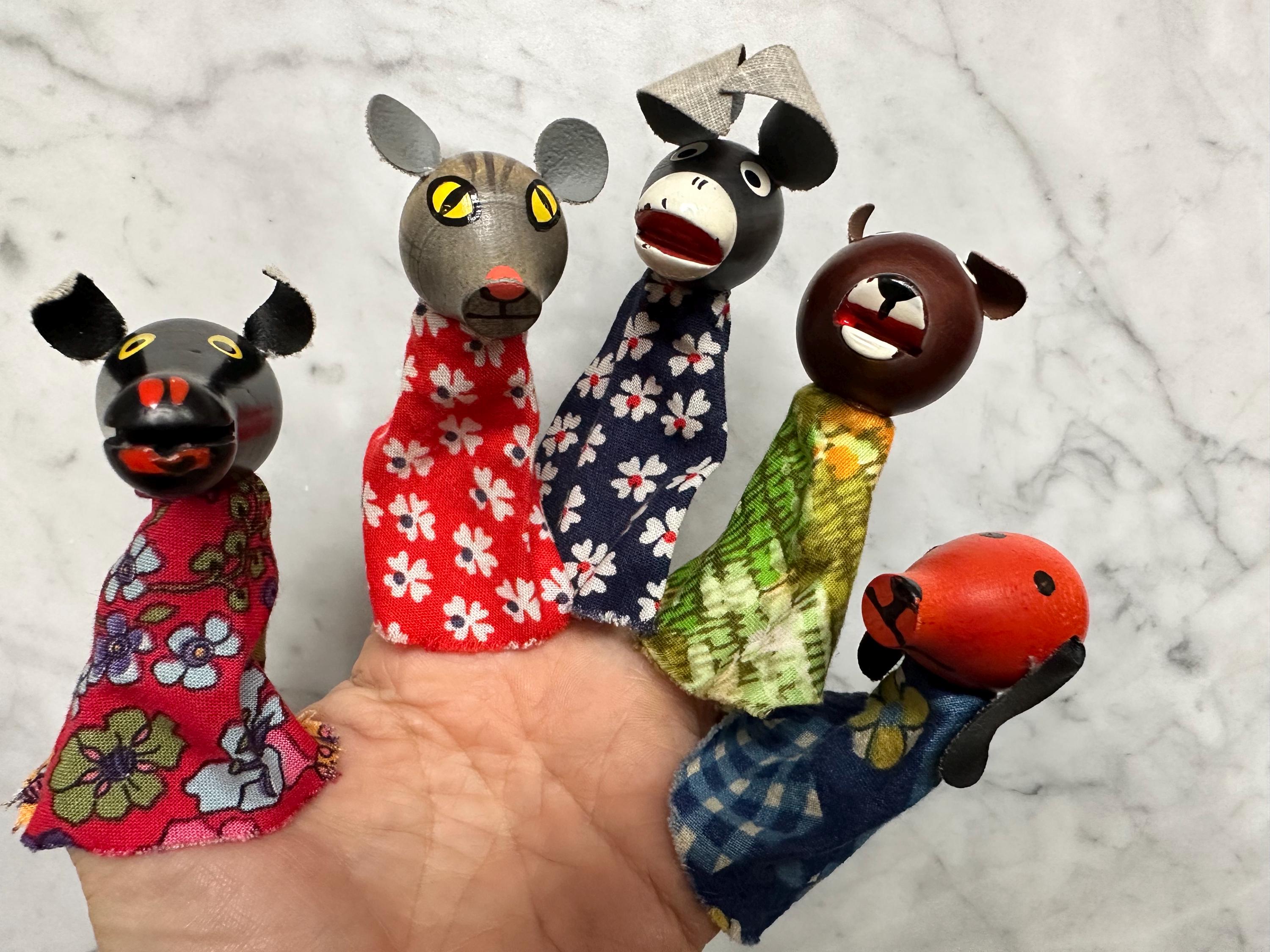 TOFA 木製動物指人形 手作り チェコスロバキア 60年代 ヴィンテージ