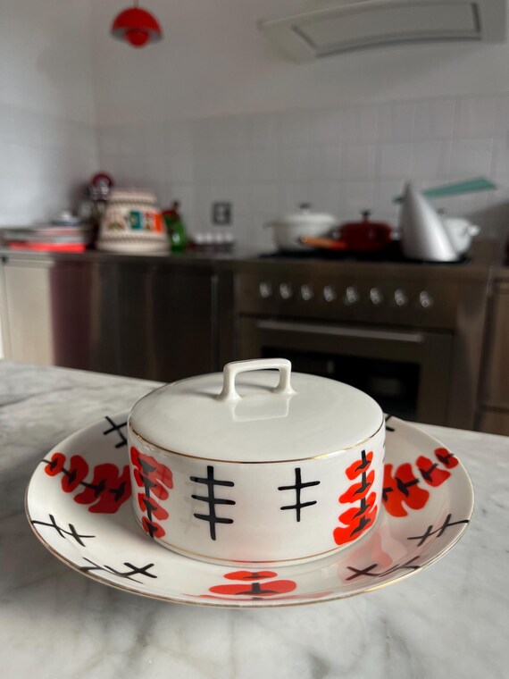 Botervloot porselein Art Déco antiek
