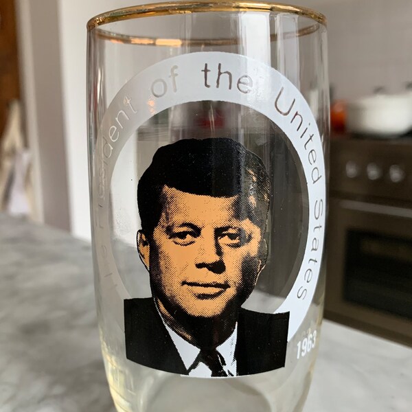 J. F. Kennedy Jacqueline Jacky glas bierglas De president van de vintage Memorial Collectors-itemset van de Verenigde Staten