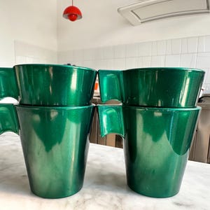 Luminarc Arc Flashy Green Glass Set of 4 Espresso Cups France Vintage
