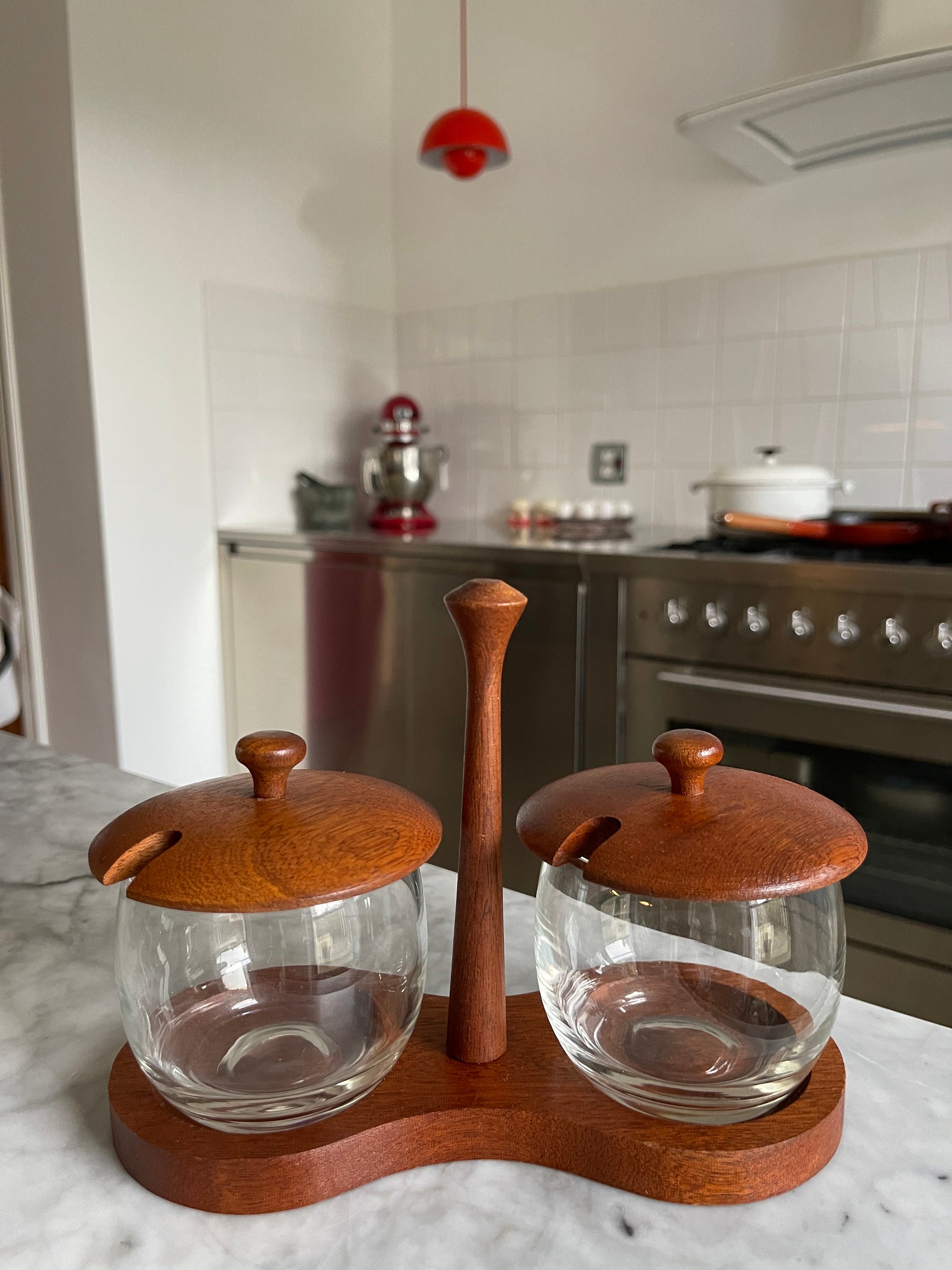 Jampotjes Tafelgerei Potjes Deens Design Teak Glas Vintage Mid Century ...