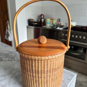 Balde de gelo vintage de vime Nantucket