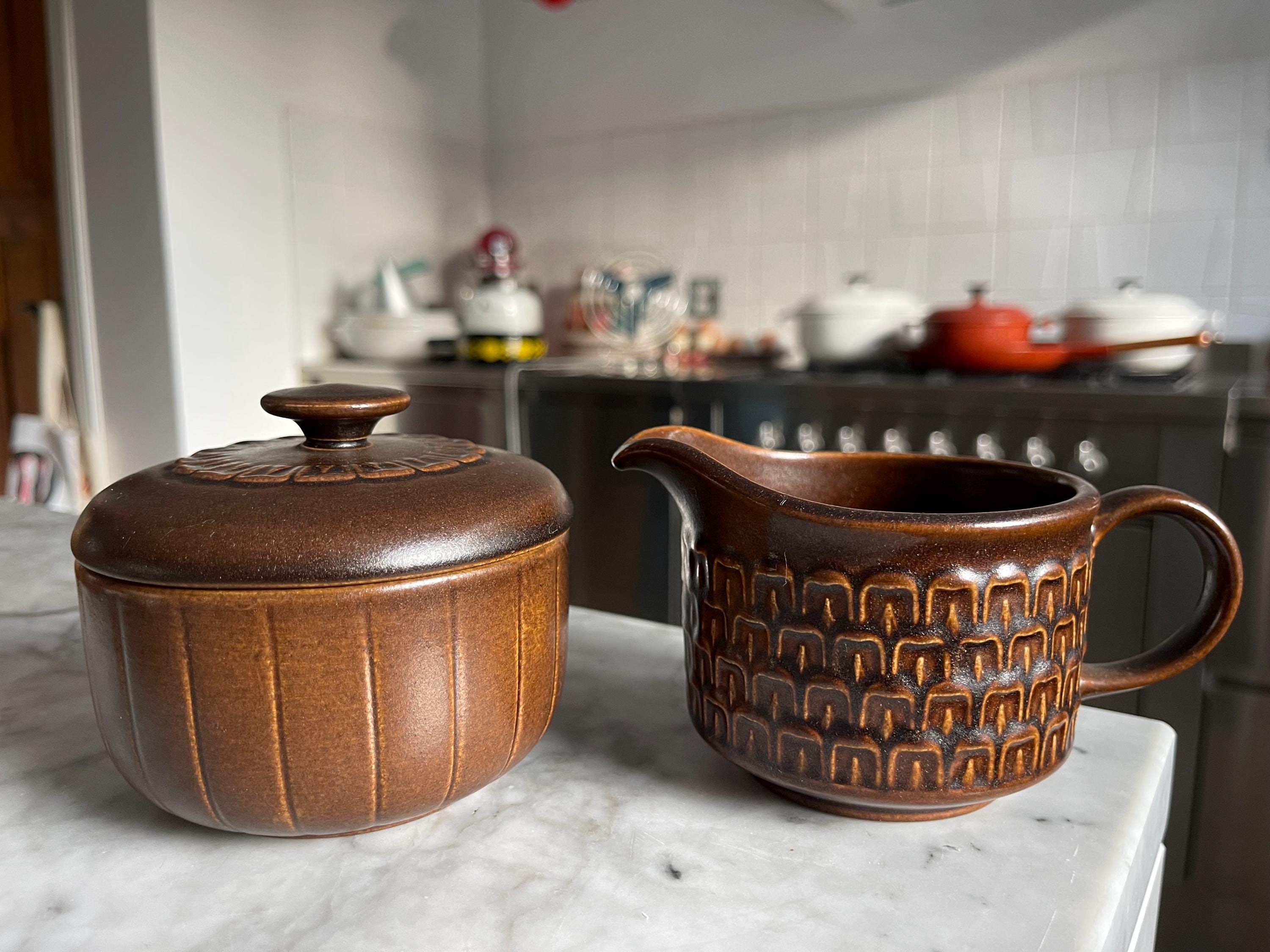 Wedgwood Pennine Brown Sugar Bowl and Creamer Jug Mid Century 