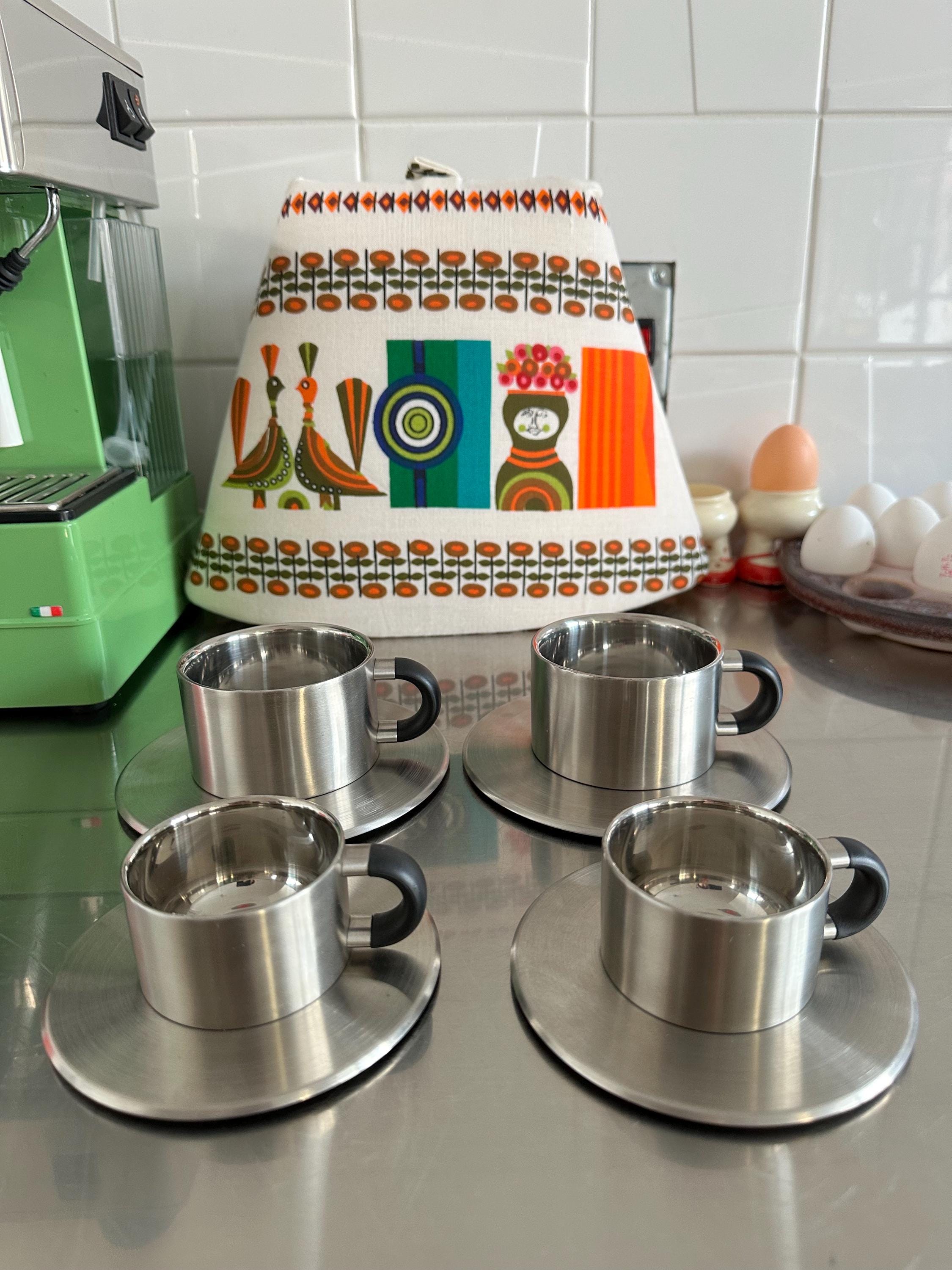 WMF 4 Stainless Steel Espresso and Coffee Cups Modern 1980s Design
