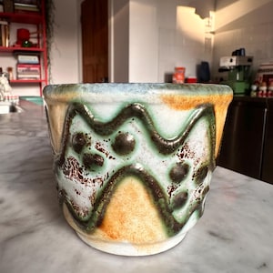 Olla de caché de lava gorda de cerámica VEB Haldensleben moderna de mediados de siglo Vintage