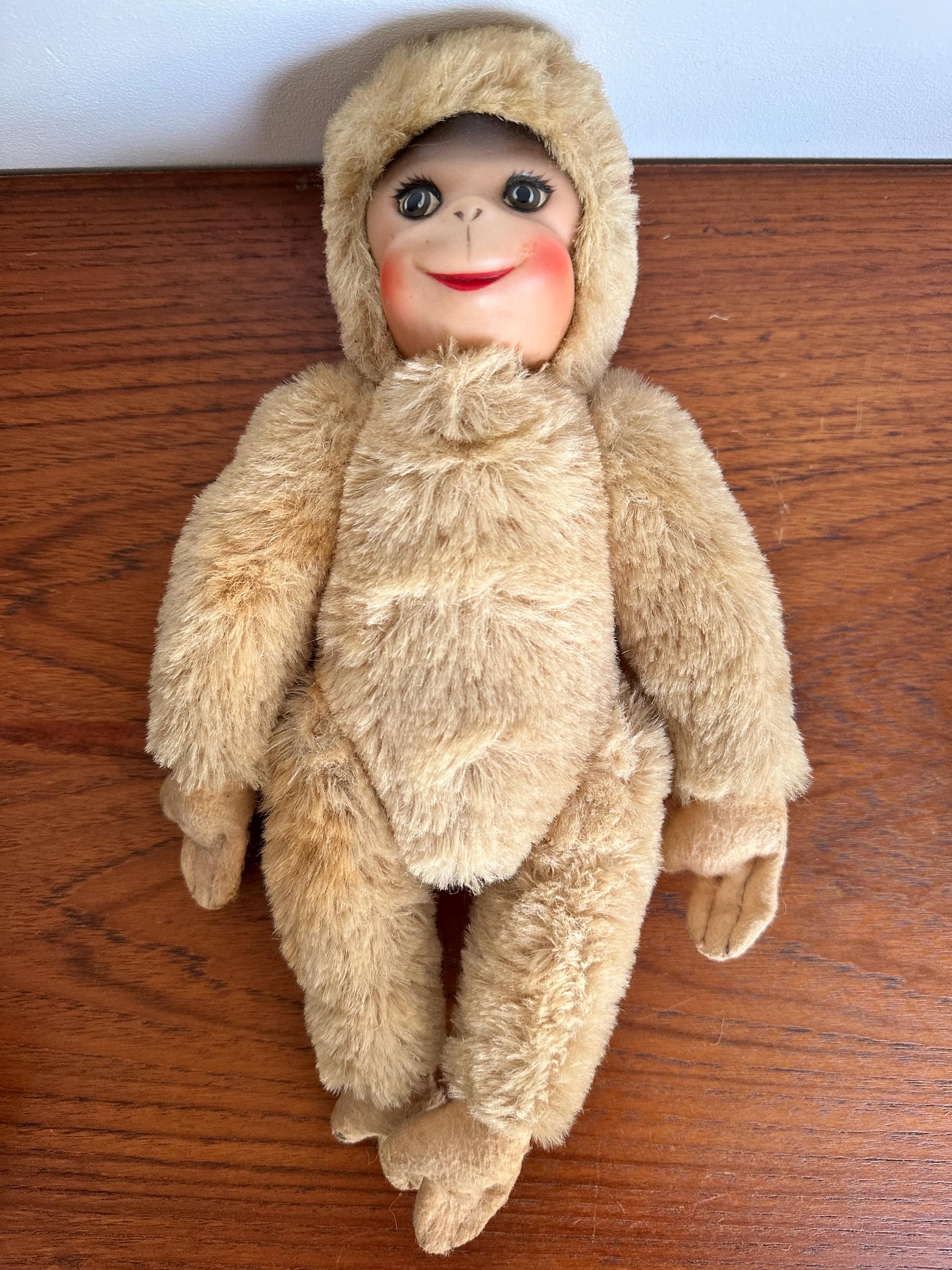 Ancien Singe Schuco En Mohair, Allemagne, 31 Cm, Années 1930/40