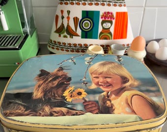 Lutti Tin Yorkshire Terrier Yorkie with Girl Vintage XL Fifties