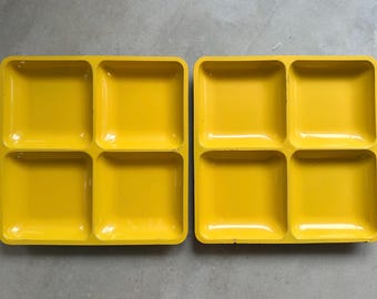 Serving Tray Plate Set Yellow Melamine Vintage Yellow
