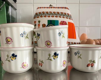 Villeroy & Boch Luxemburgo Ramekin “Petite Fleur” de 3 1/4 pulgadas, juego de 5 platos para soufflé