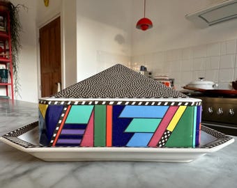 Scenariusz Metropol Butter Dish autorstwa Barbary Brenner dla Rosenthal Studio Linie Niemcy Memphis lata 90.