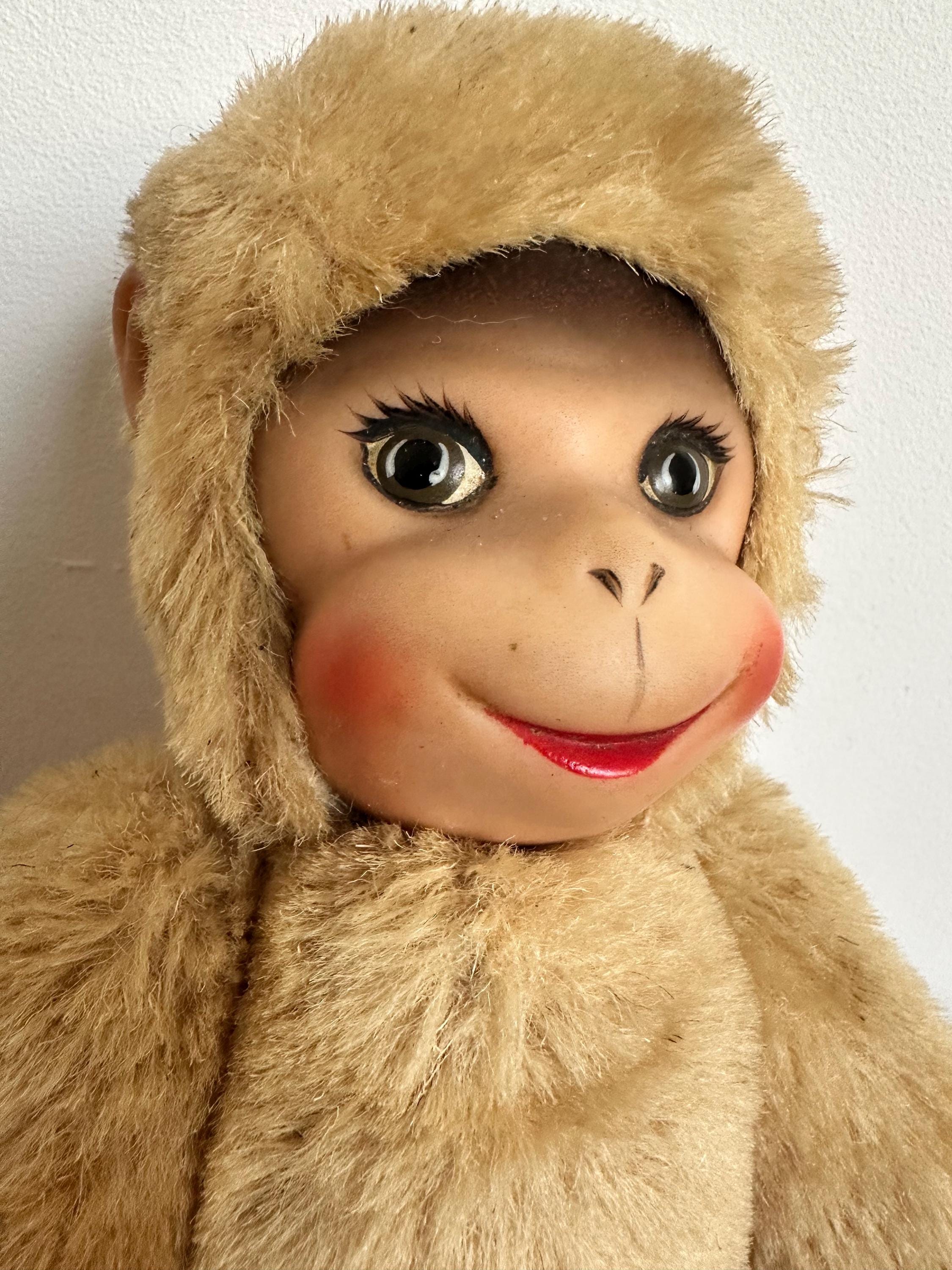 1960年代SCHUCO ビンテージ・モンキー ソフビ・フェイス27cm Vintage Schuco Toy Mohair Monkey 1960's Jointed Plastic Face 28 Cm