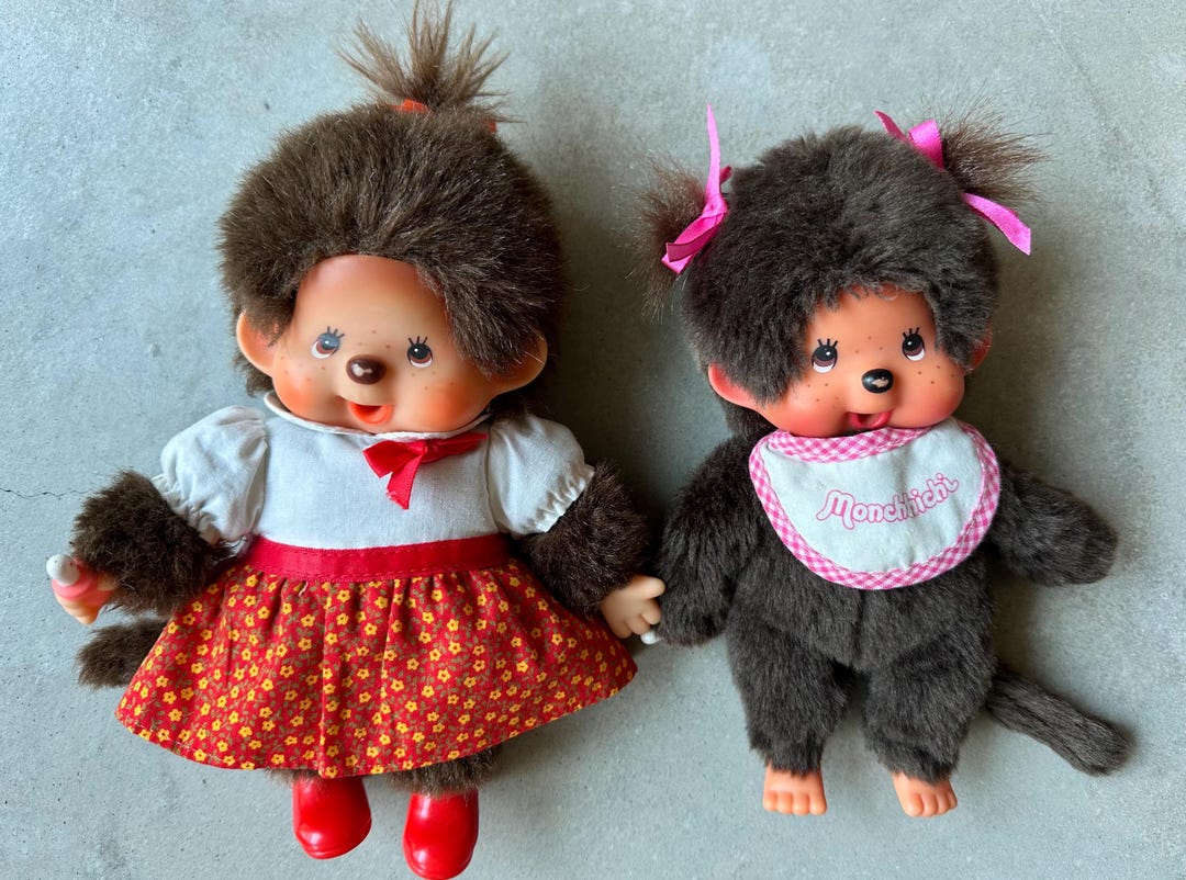 Monchhichi Sekiguchi Set Van 2 Aapjes Vintage - Etsy
