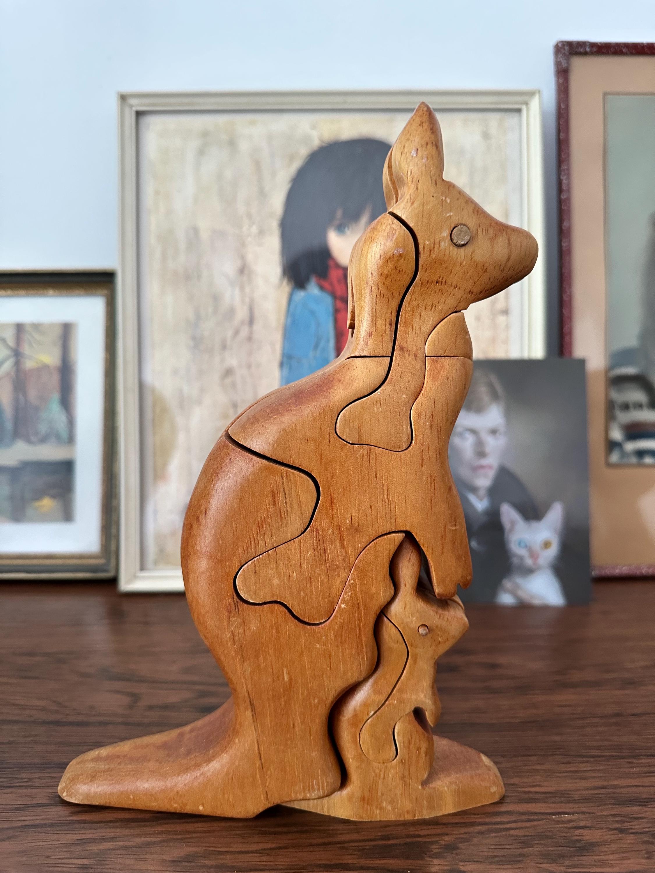 Kangaroo With Joey Wood Block Puzzle Vintage - Etsy