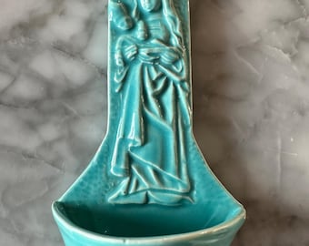 Holy Water Font Vintage MCM Dutch Ceramics Turquoise
