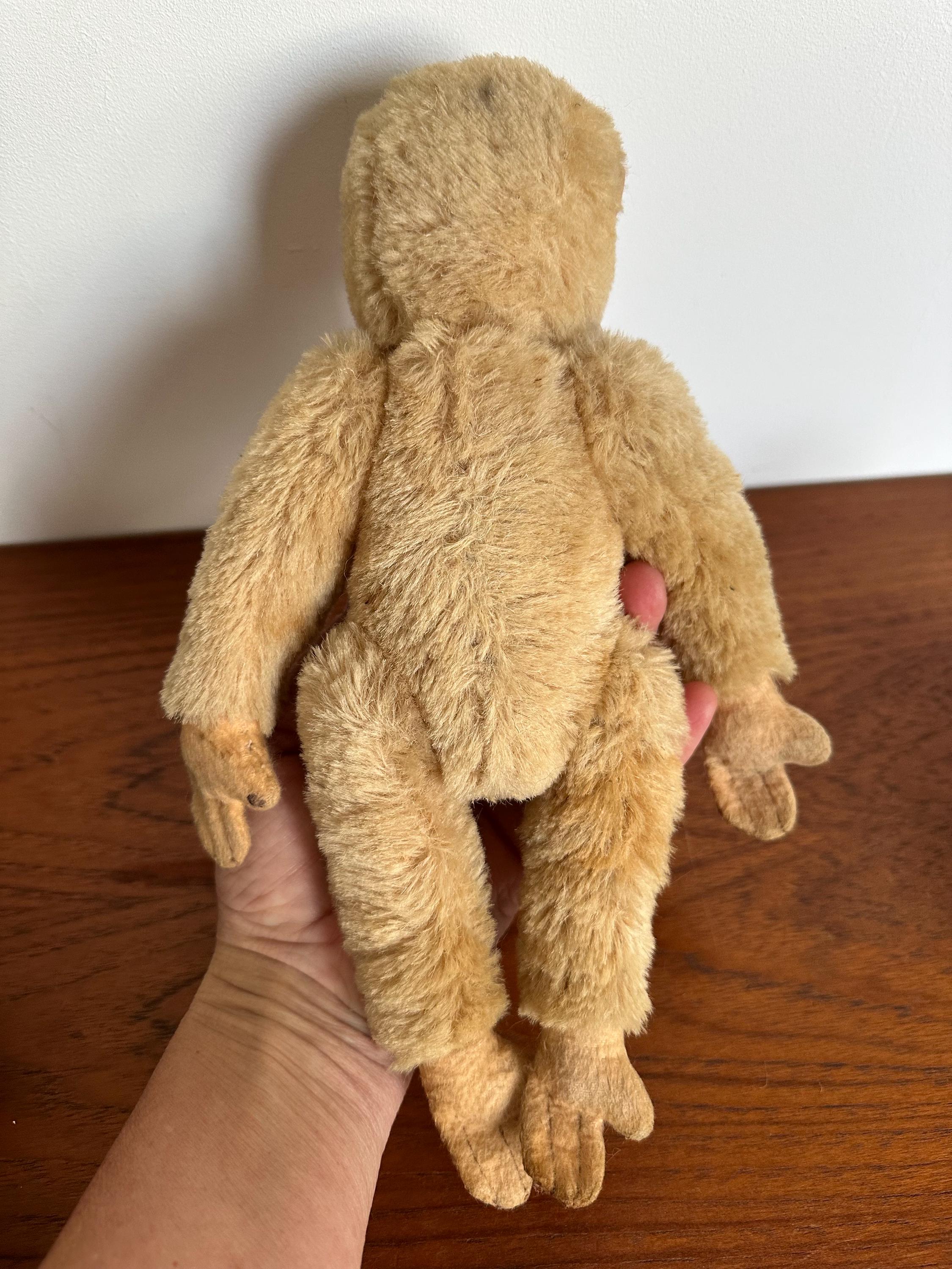 Vintage Schuco Toy Mohair Monkey 1960's Jointed Plastic Face 28 Cm