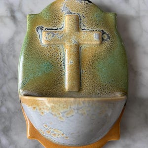 Holy Water Font Ceramic Vintage Koninklijke Plateelbakkerij Gouda Holland