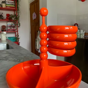 Emsa snackschaal schaal plateau étagère W. Germany vintage Space Age Orange