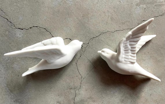 Zwaluwen met keramiek Wanddecoratie set van 2