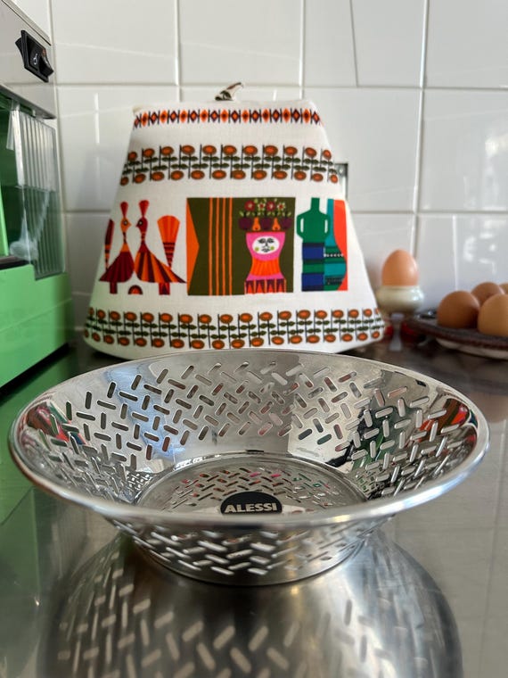 Ettore Sottsass Alessi Italienisches Design Inox 18/10 Edelstahl Korb Schüssel Vintage