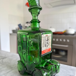 Empoli Italy Glass Green Bessi Decanter Carafe Bottle Midcentury Car Vintage