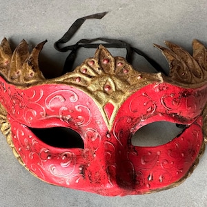 Vintage Mask Venetian Carnival Paper Maché Hand Painted Italy Venice