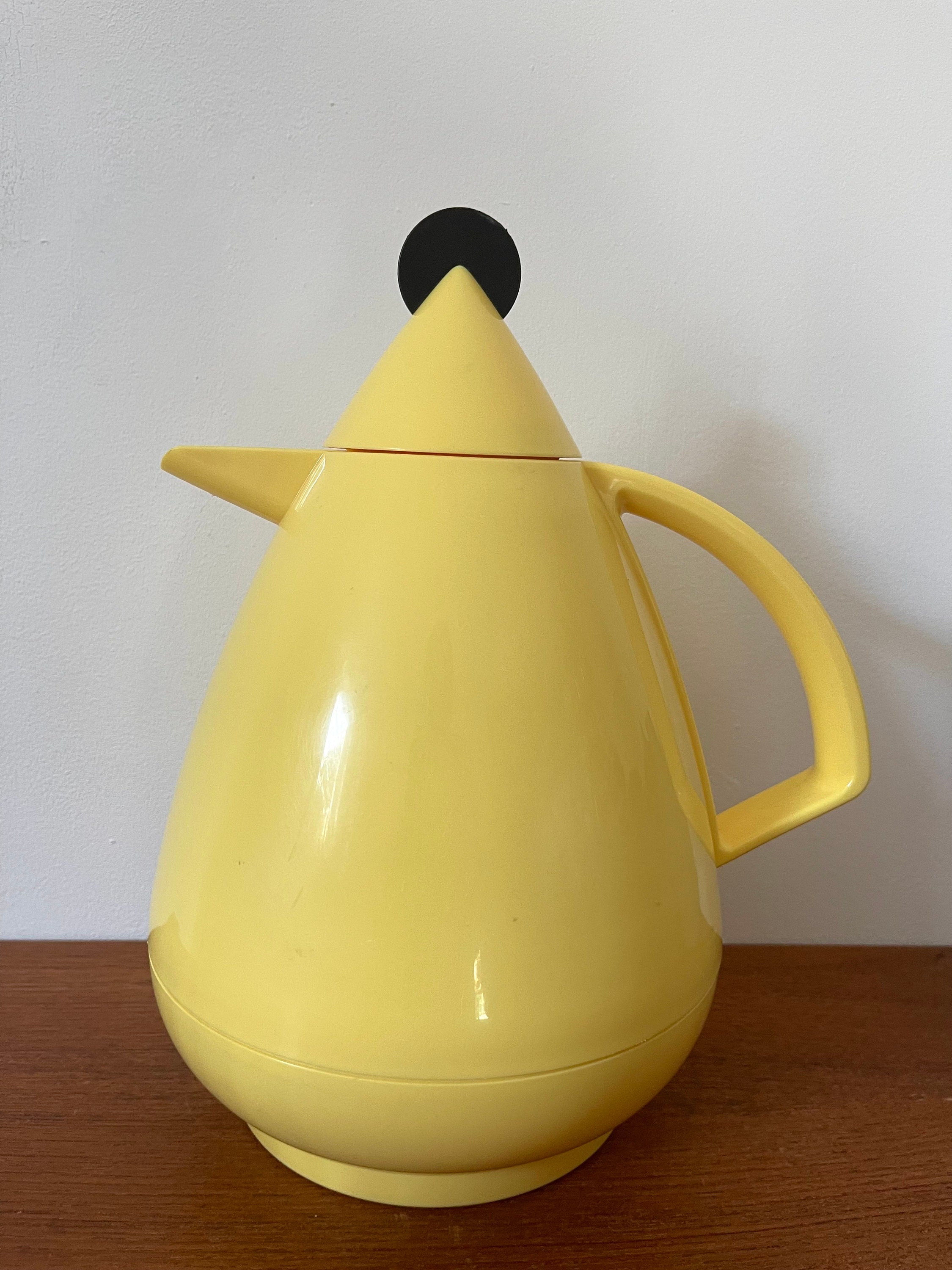 1990s unused with labels Hans Slany design insulated thermal teapot.  Galileo by Leifheit Germany - Memphis style