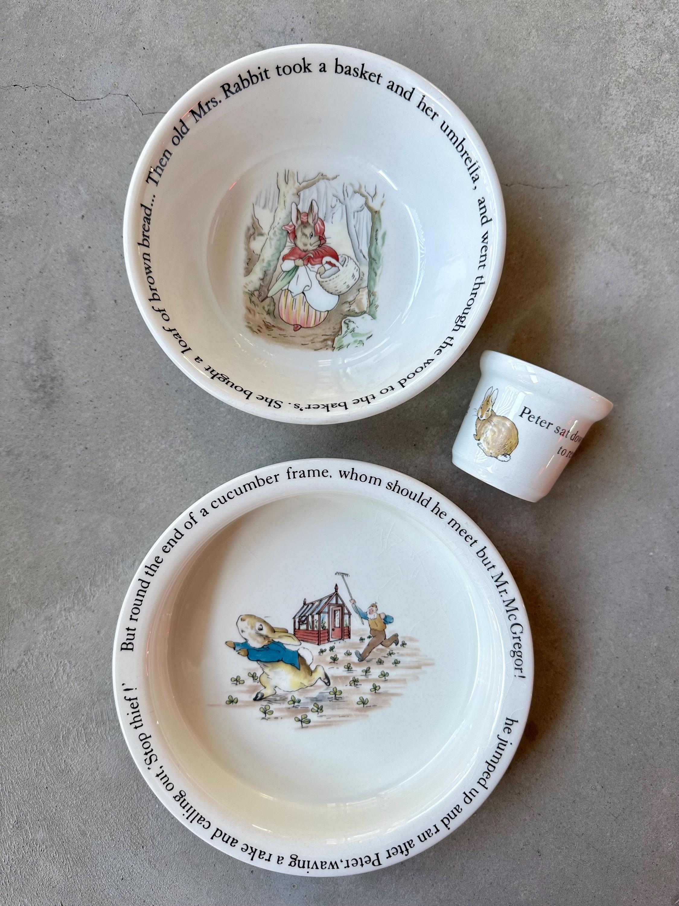 Peter Rabbit Plate Bowl and Egg Cup Set Wedgwood Beatrix Potter