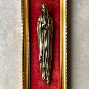 Madonna Maria Heilige Maagd Brons schilderij Mid Century