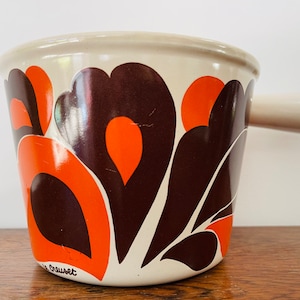 Le Creuset Fondue Pauw design bruin oranje vintage jaren 70