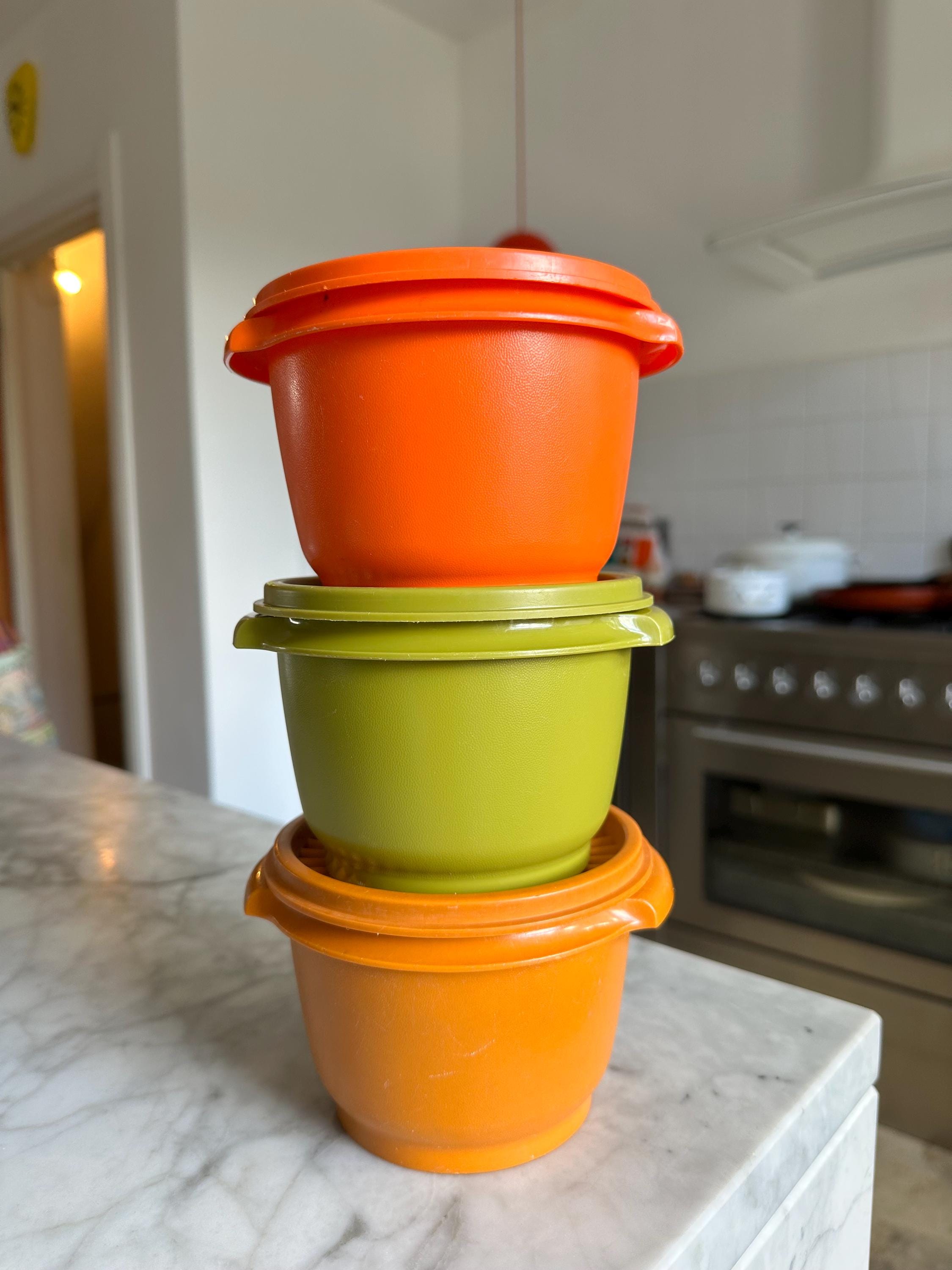 Sladoos Tupperware Tupperware-doos Set Van 3 Vintage Sunburst Astro Starburst Servalier ...