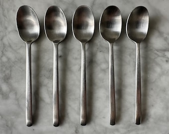 Cucharas soperas de acero inoxidable con diseño modernista vintage de IKEA DATA, cubertería vintage de los años 90 de Carl Gustaf Jahnsson, juego de 8 piezas.