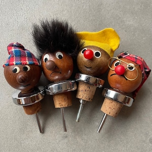 Ensemble vintage flessenstop kurk schenktuit Scandinavische Deens designstijl Hans Bolling / Kay Bojesen, lot de 4