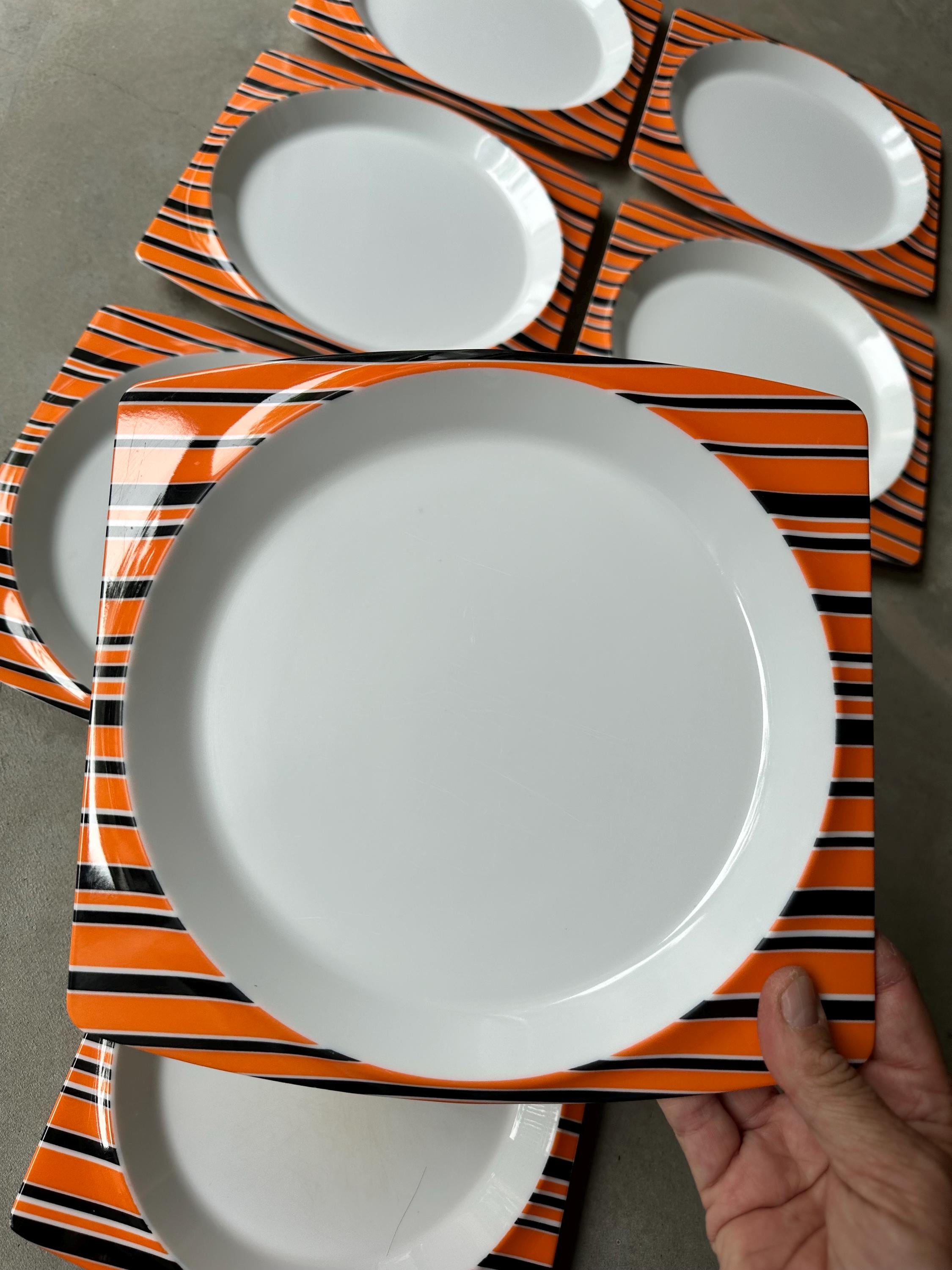Ornamin Swiss 6 Dinner Plates 1 Salad Plate Vintage 70s Design