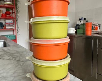 Lot de 5 petits récipients ronds à couvercle Tupperware vintage années 70