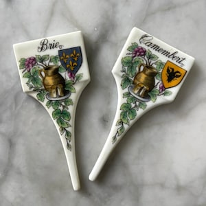 Vintage Cheese Markers set French cheeseboard porcelain Brie Camembert