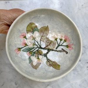 Vintage Salt Marsh Pottery Dartmouth Bowl Wall Hanger Wall Art Apple Blossom 1992 Amy