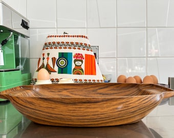 Robex Caleppio Italy Italienisches Design MCM Vintage 70er Jahre Melamin Faux Teakholz Obst Brotkorb Schüssel