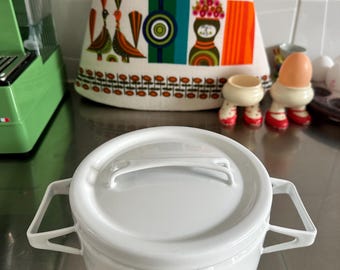 Seppo Mallat Finel Arabia Finland pan vintage jaren 60 wit Emaille Emaille Mid Century
