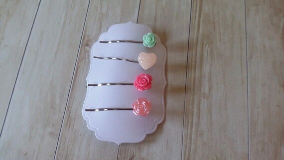 Pretty Hair Clip Summer Flower Hair Slides Bobby Pins Pink Etsy
