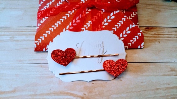 4 x Glittery Snowflake Love Heart Hair Clips Hair Grips Clips Slides