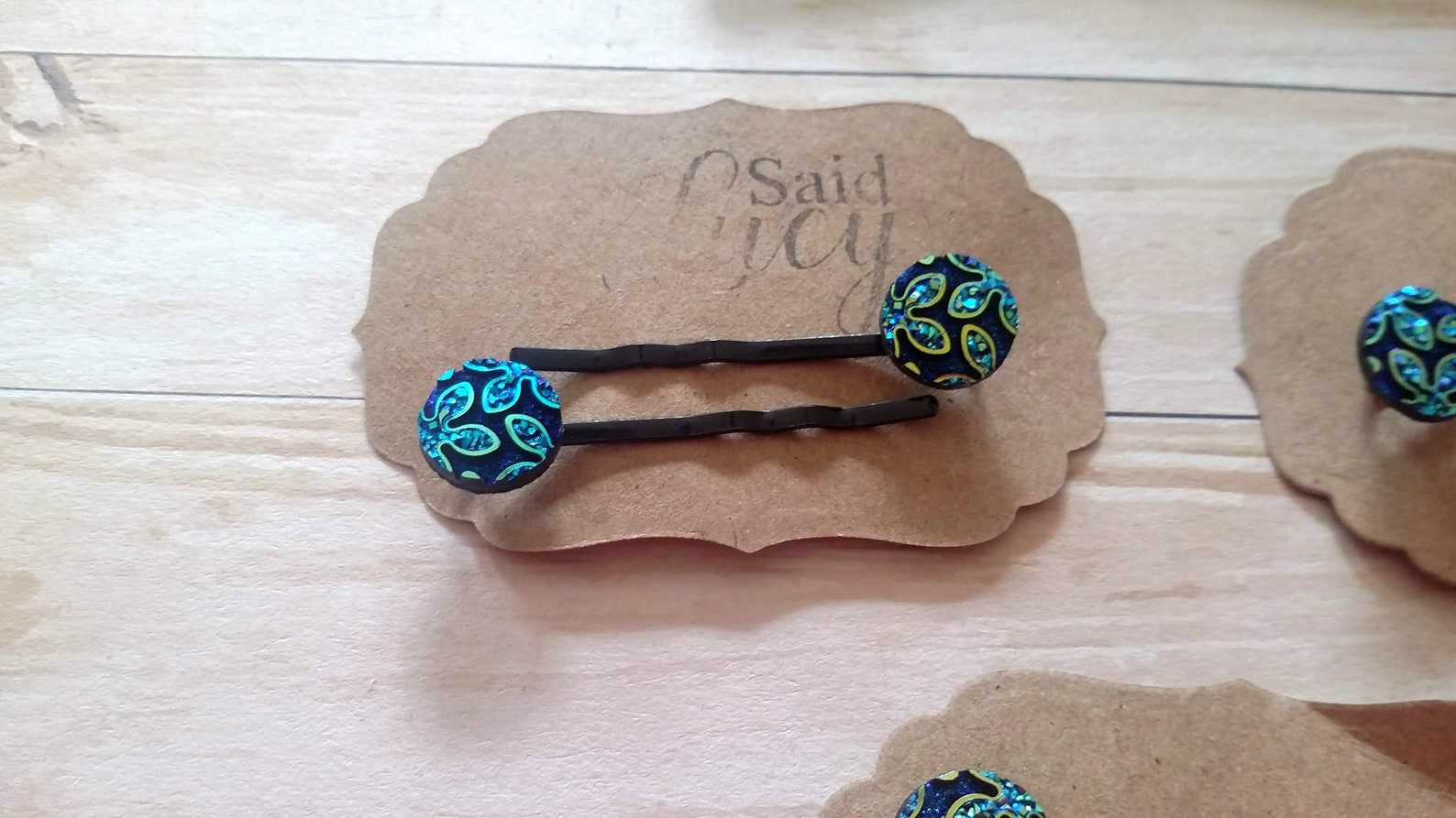 Blue and Gold Hair Clips - wide 4